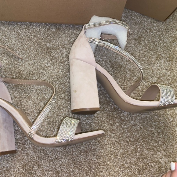 Steve madden chunky open toe nude heels size 9 - Picture 5 of 11